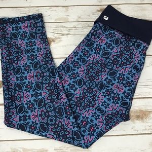 Fabletis Fold Over Legging Capris - Mosiac Blue -